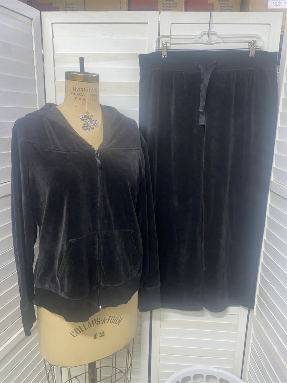 Y2K Athletic Works Hoodie Sweatshirt & Jogger Pants Velour Set Women’s XL/XXL